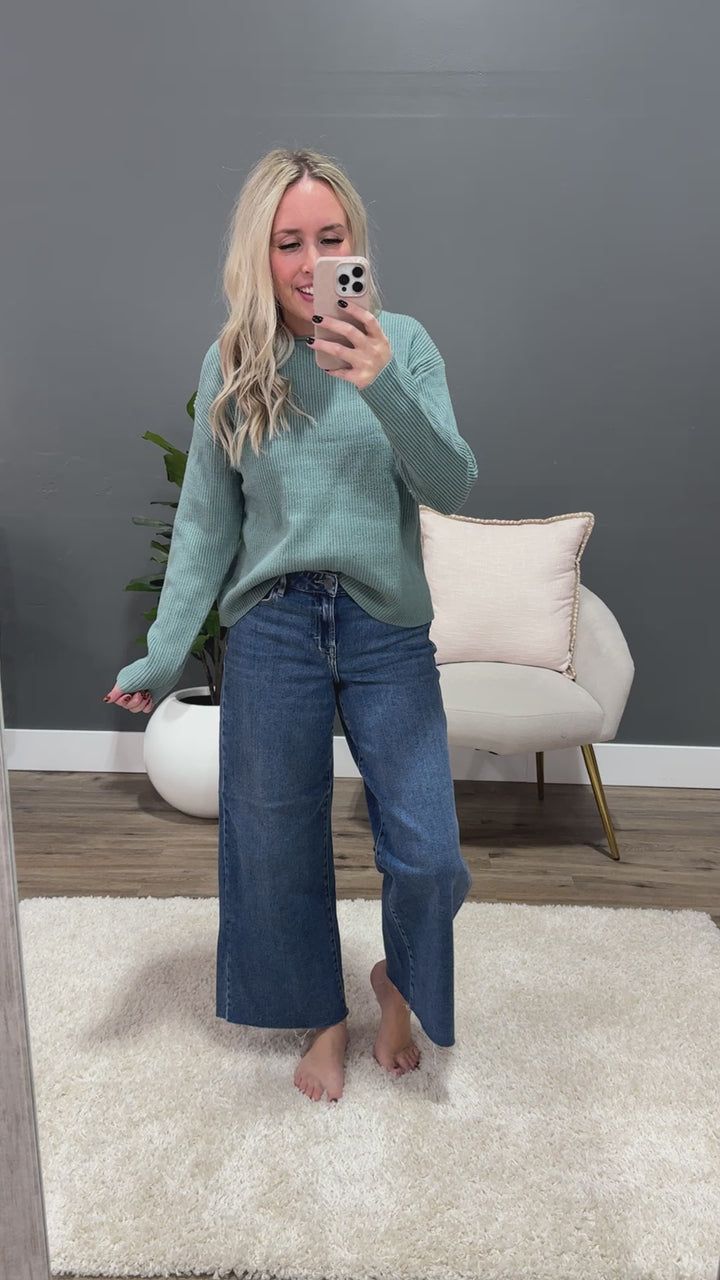 End Game Ribbed Knit Sweater - Teal Green FINAL SALE Be Cool