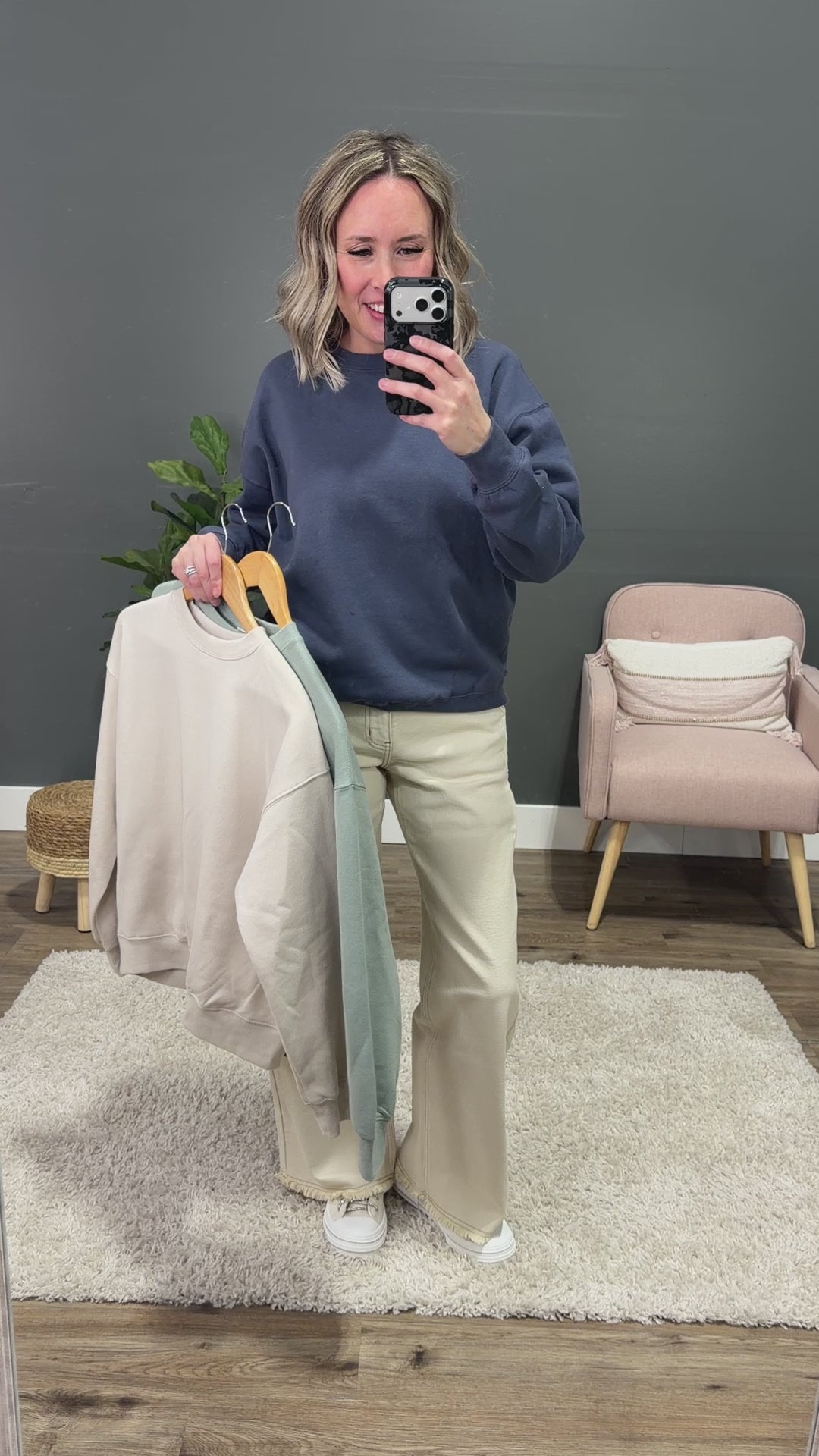 NEW! The Go To Fleece Crewneck Sweatshirt - Beige Reflex