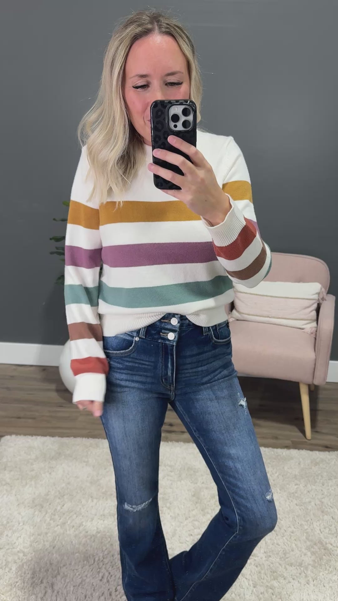 NEW! Fall in Love Striped Sweater - Mustard Multi Be Cool