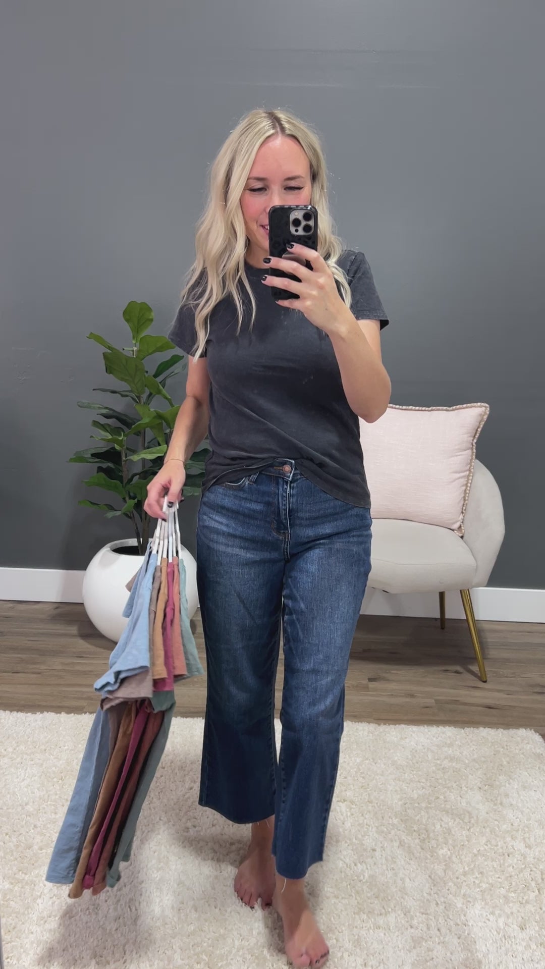 Melinda Short Sleeve Top - Charcoal Be Cool