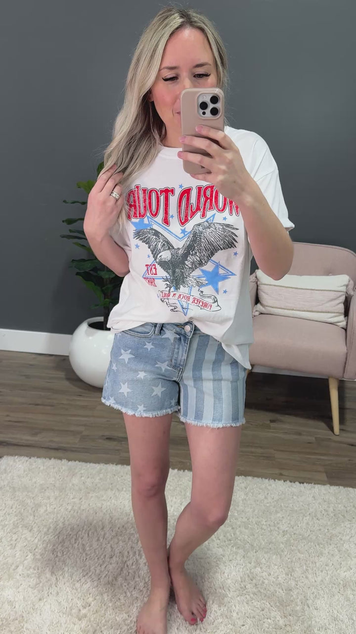World Tour Forever Rock N Roll Oversized Tee - White Tres Bien
