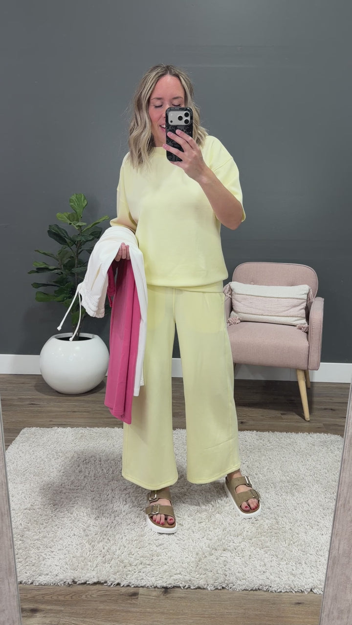 NEW! Kendall Scuba Fabric Wide Leg Pants - Brink Pink