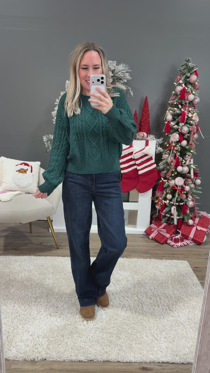 NEW! Waverly Cable Knit Sweater - Deep Green
