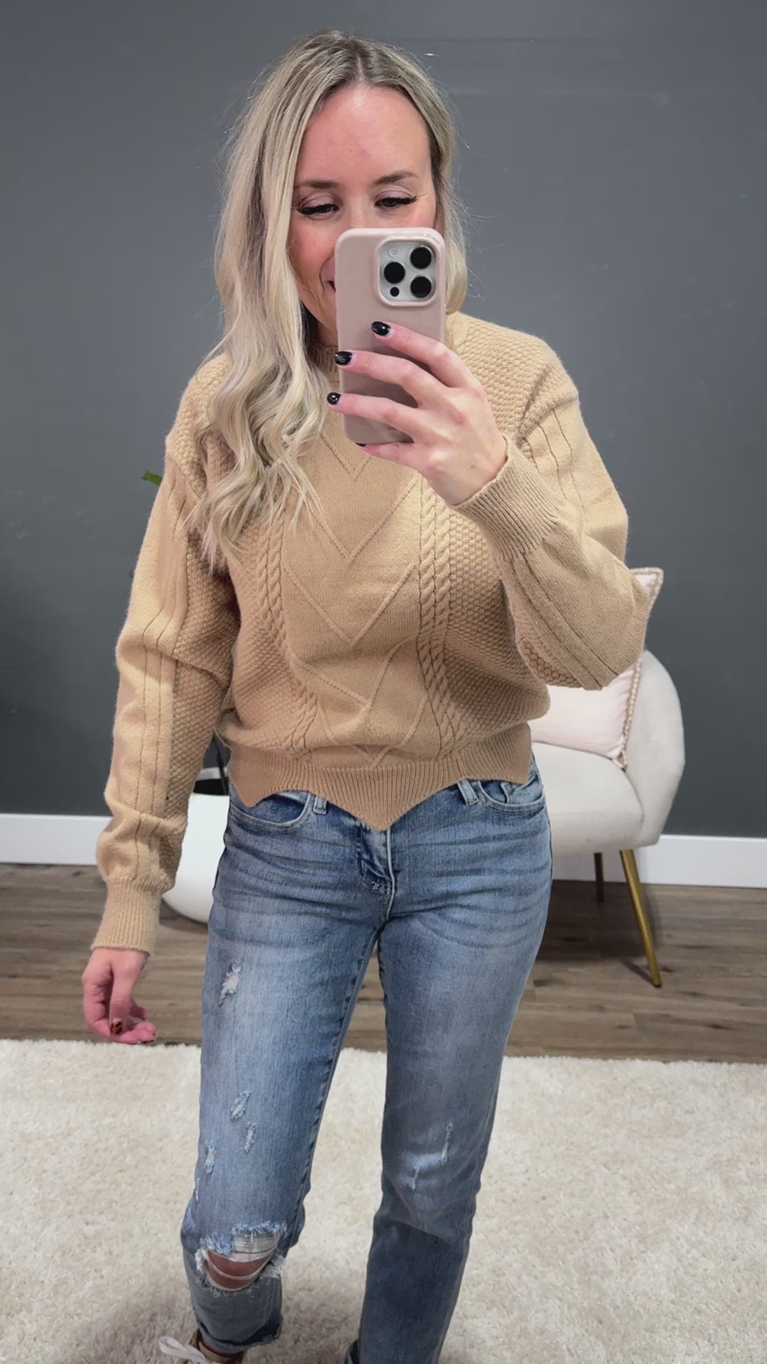 NEW! Kimmy Cable Knit Sweater - Mocha