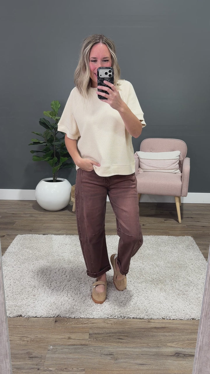 NEW! Malia Corded Banded Bottom Top - Cream
