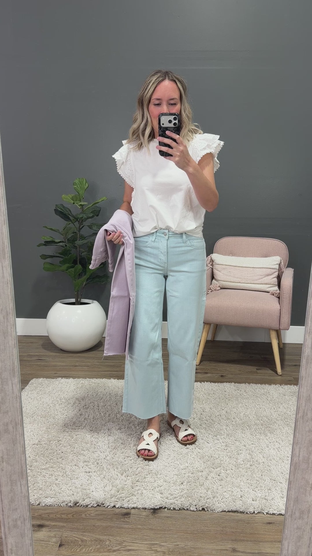 NEW! Vervet Skye Wide Leg Non Distressed Crop Jeans - Lavender