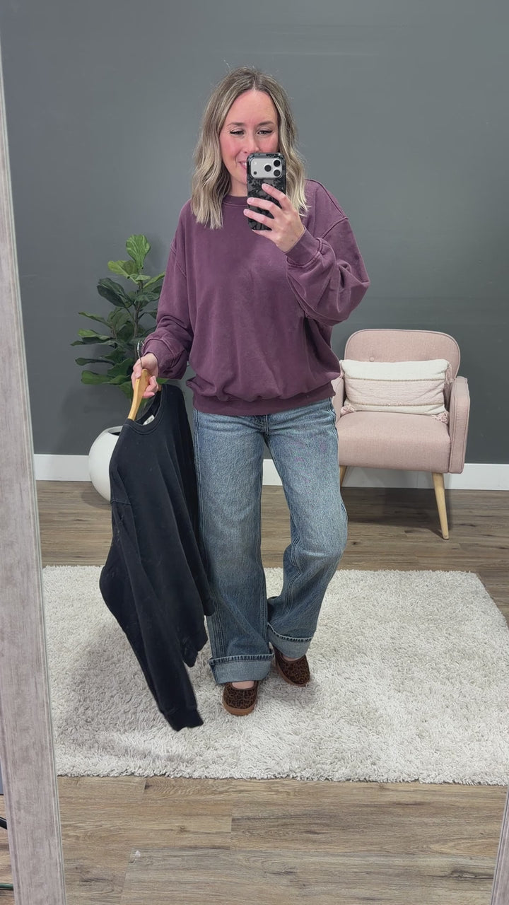NEW! The Essential Drop Shoulder Sweatshirt - Dark Cherry