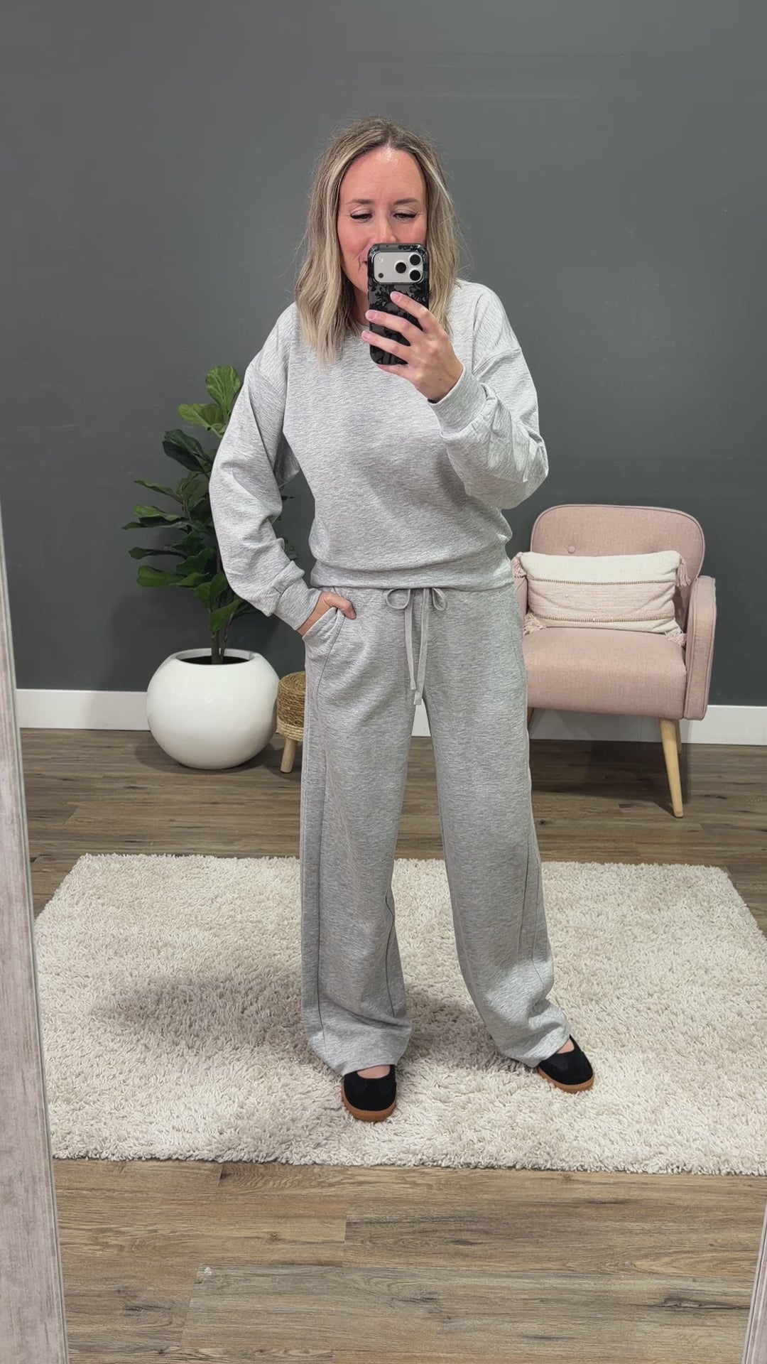 NEW! Nova Scuba Fabric Wide Leg Pants - Heather Gray Double Zero