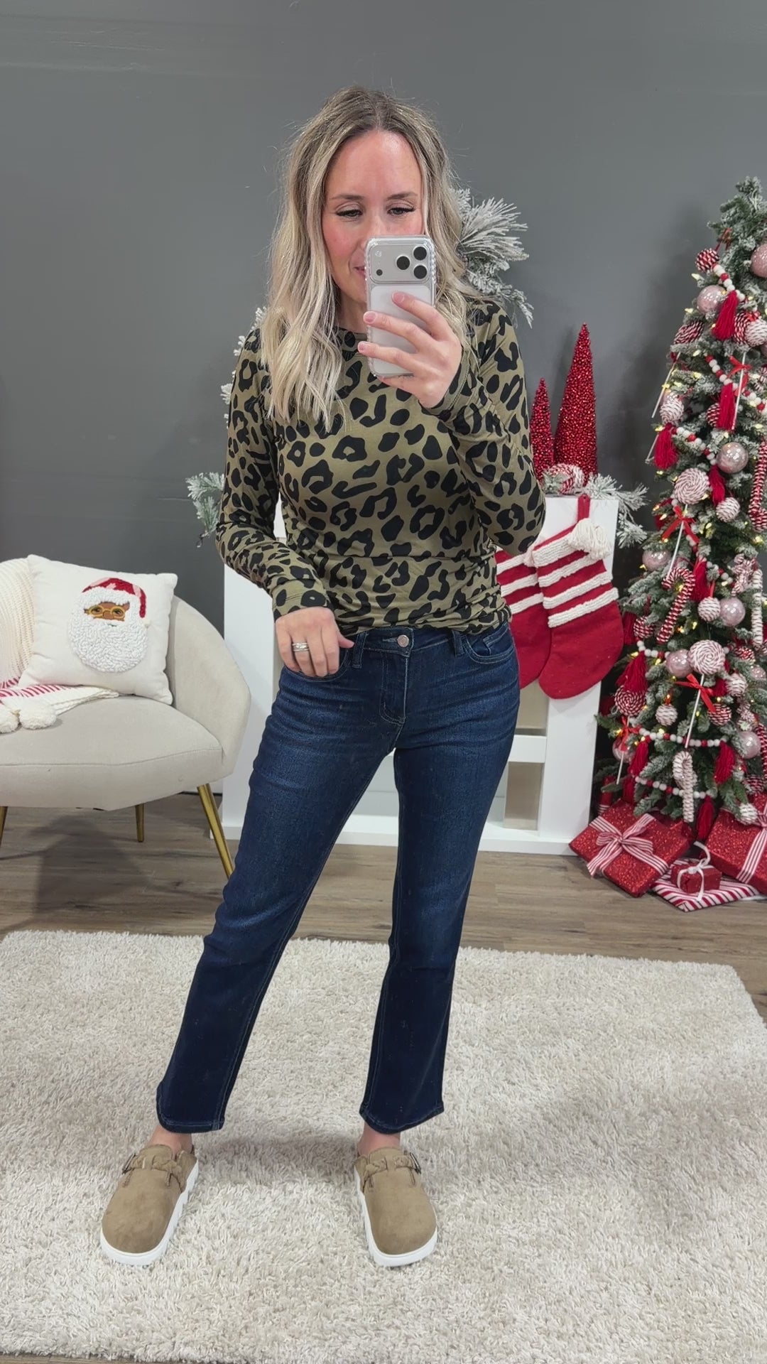 NEW! Blair Long Sleeve Top - Olive Animal Print