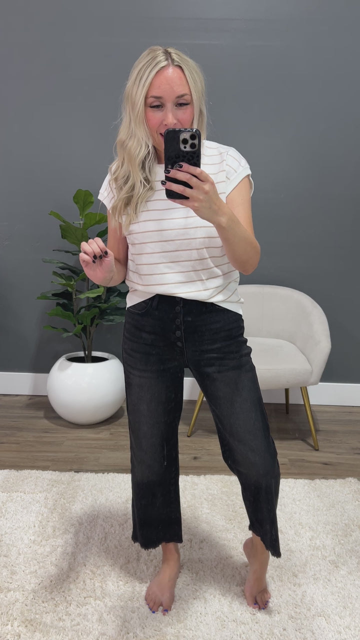 Judy Blue Check Me Out Black Cropped Wide Leg Jeans Judy Blue