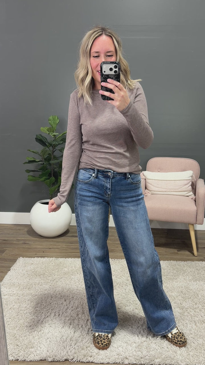 NEW! Gwen Slubbed Micro Ribbed Top - Mocha