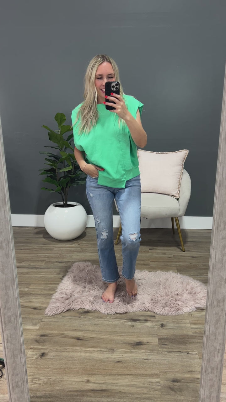 Adelle Short Sleeve Sweatshirt - Green FINAL SALE Ces Femme