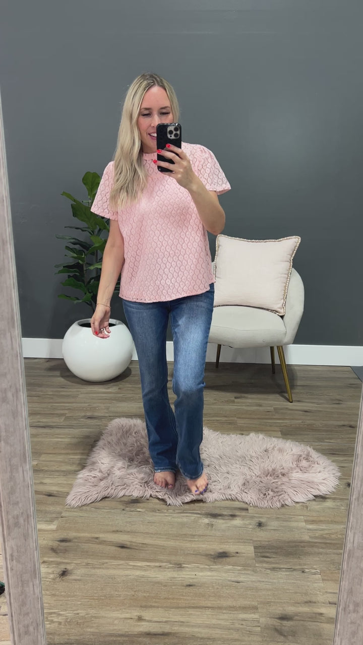 Dina Lace Ruffle Neck Top - Pink FINAL SALE First Love