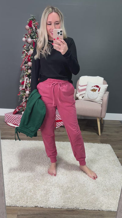 French Terry Joggers - Rose FINAL SALE Zenana