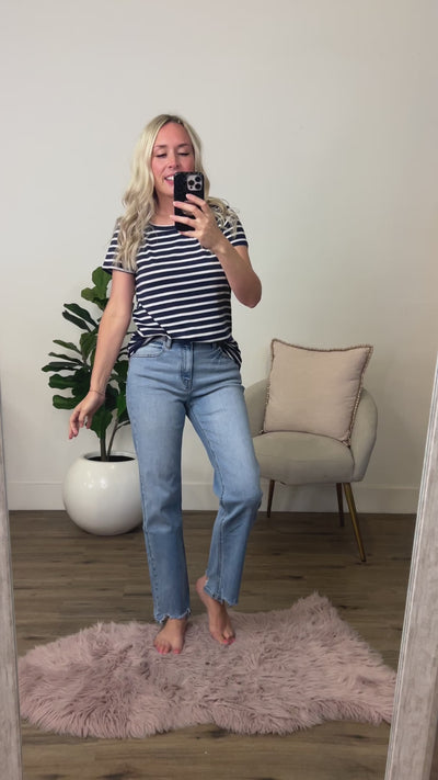 Ashton Striped Top - Navy FINAL SALE