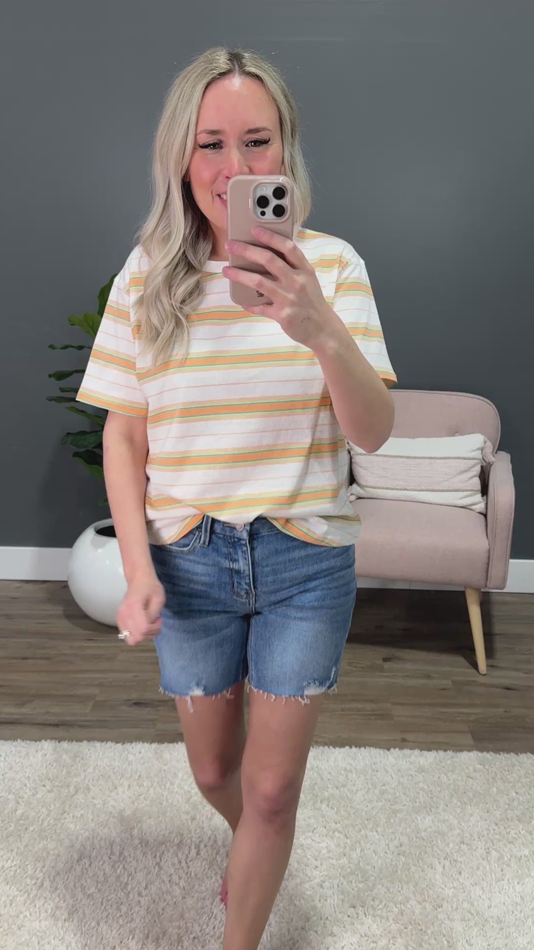 Kelsey Striped Short Sleeve Top - Citrus Wishlist