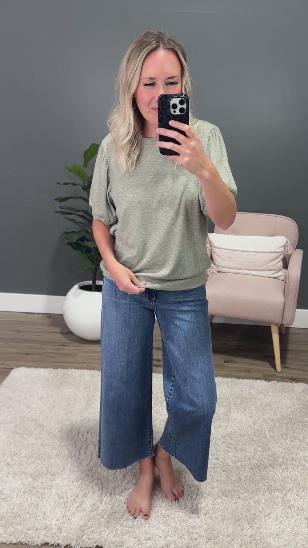 NEW! Katie Puff Sleeve Top - Sage Michelle Mae