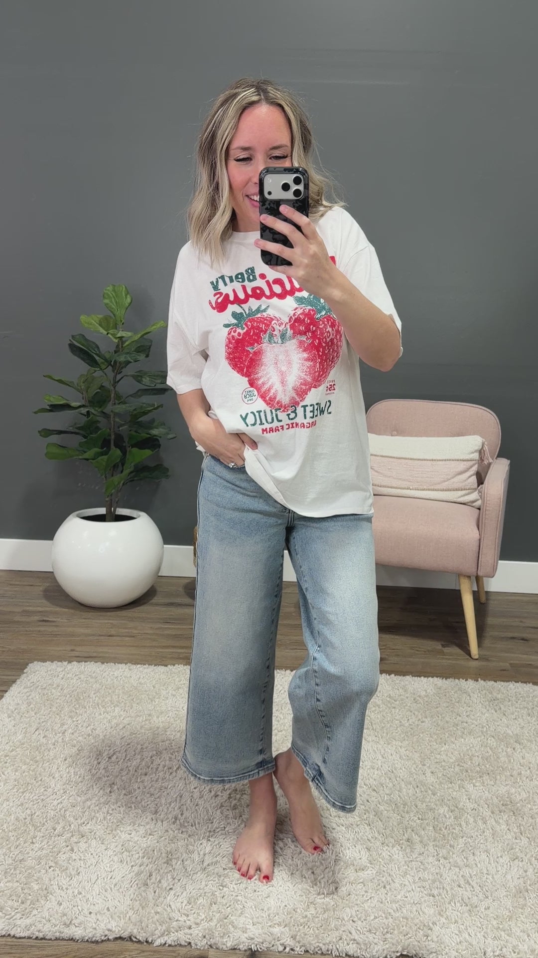NEW! Berry Delicious Ivory Tee Tres Bien