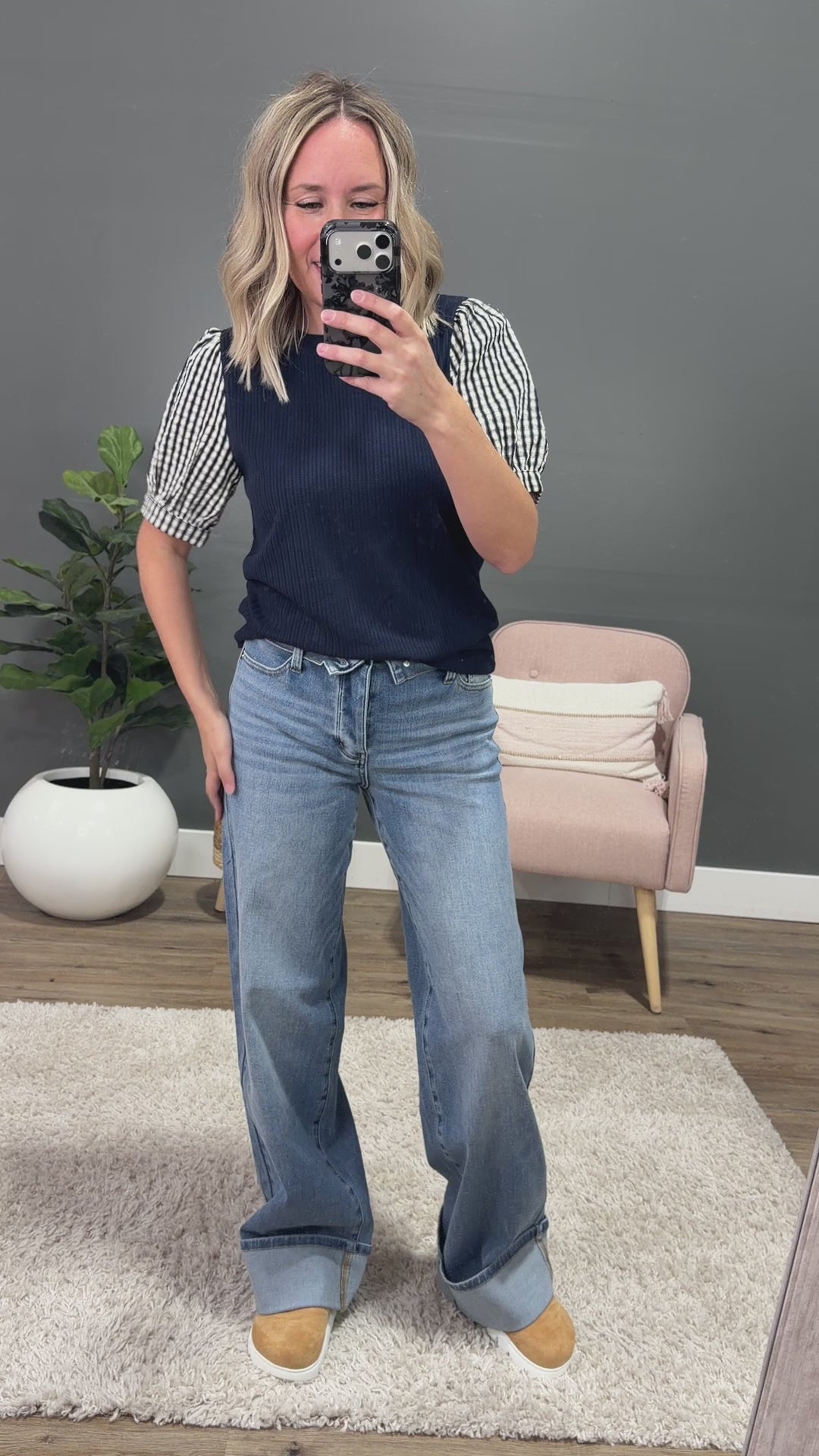 NEW! Judy Blue Eliza Folded Waist Cuffed Straight Jeans