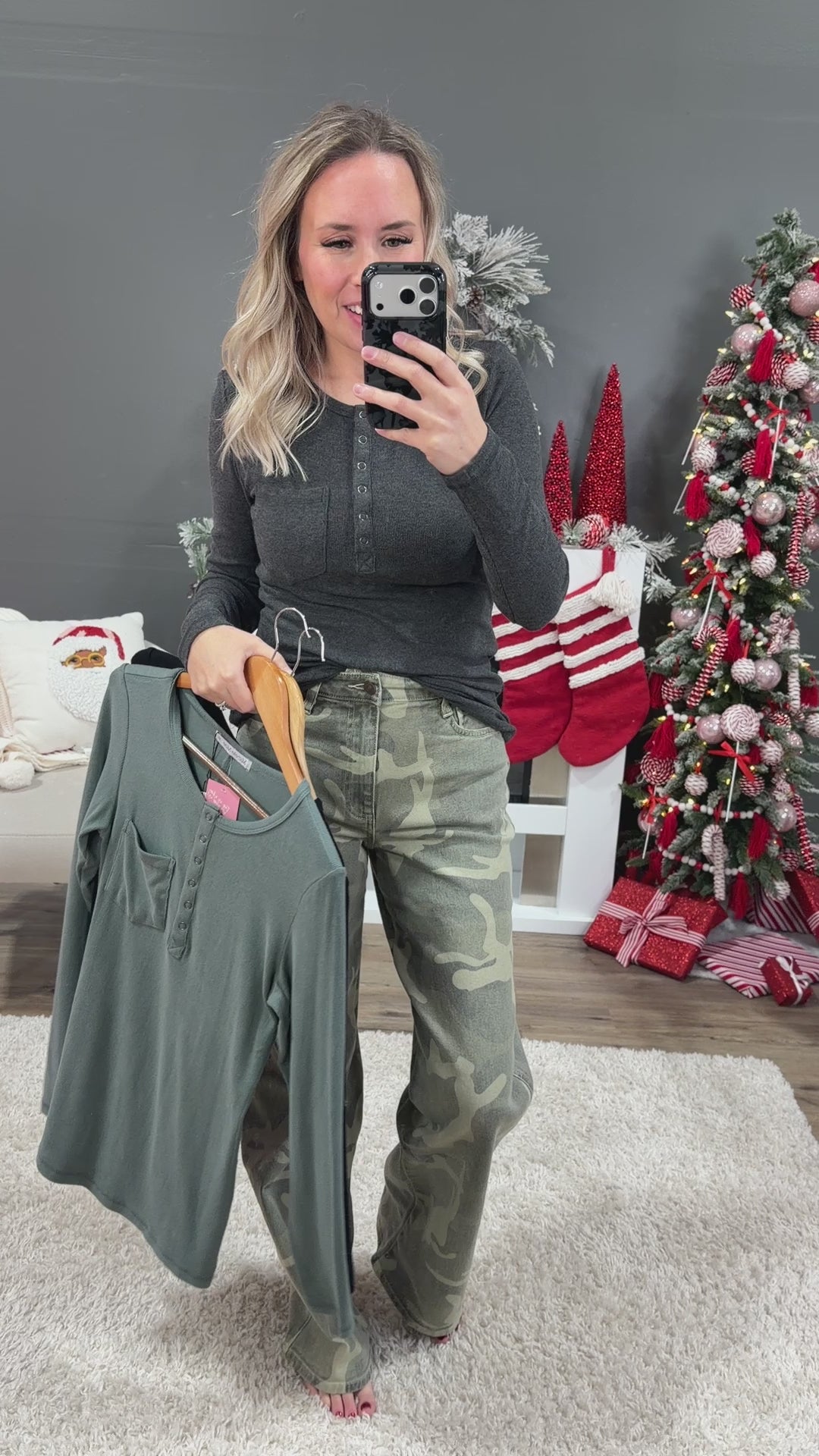 NEW! Georgia Henley Long Sleeve Top - Black Michelle Mae