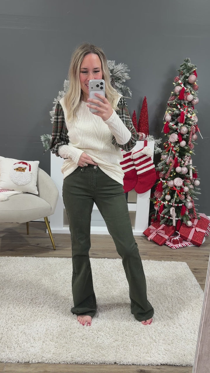 NEW! KanCan Ariana Flare Jeans - Olive