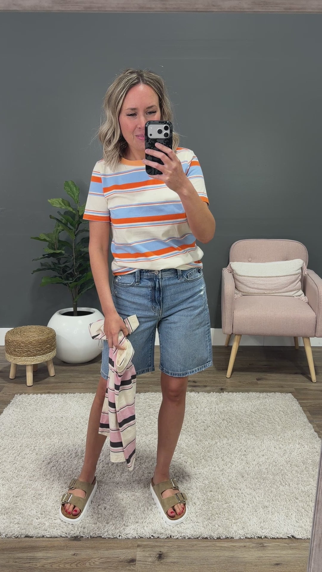 NEW! Anna Multi Stripe Top - Pink Staccato