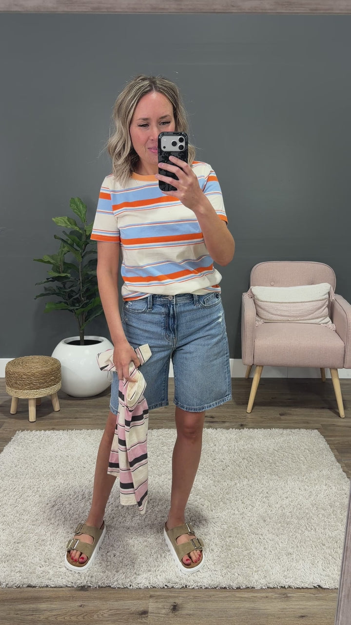 NEW! Anna Multi Stripe Top - Pink Staccato