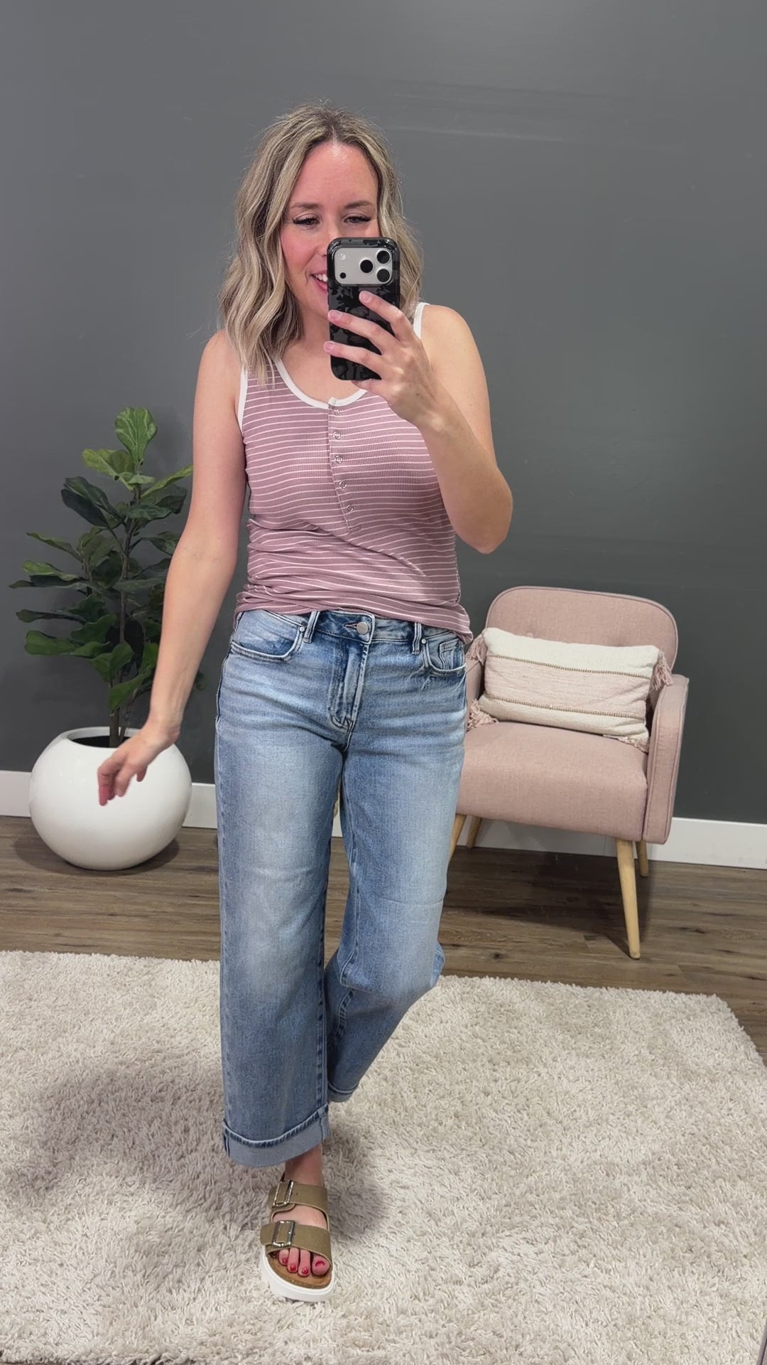 NEW! Shiloh Snap Button Tank - Dusty Rose