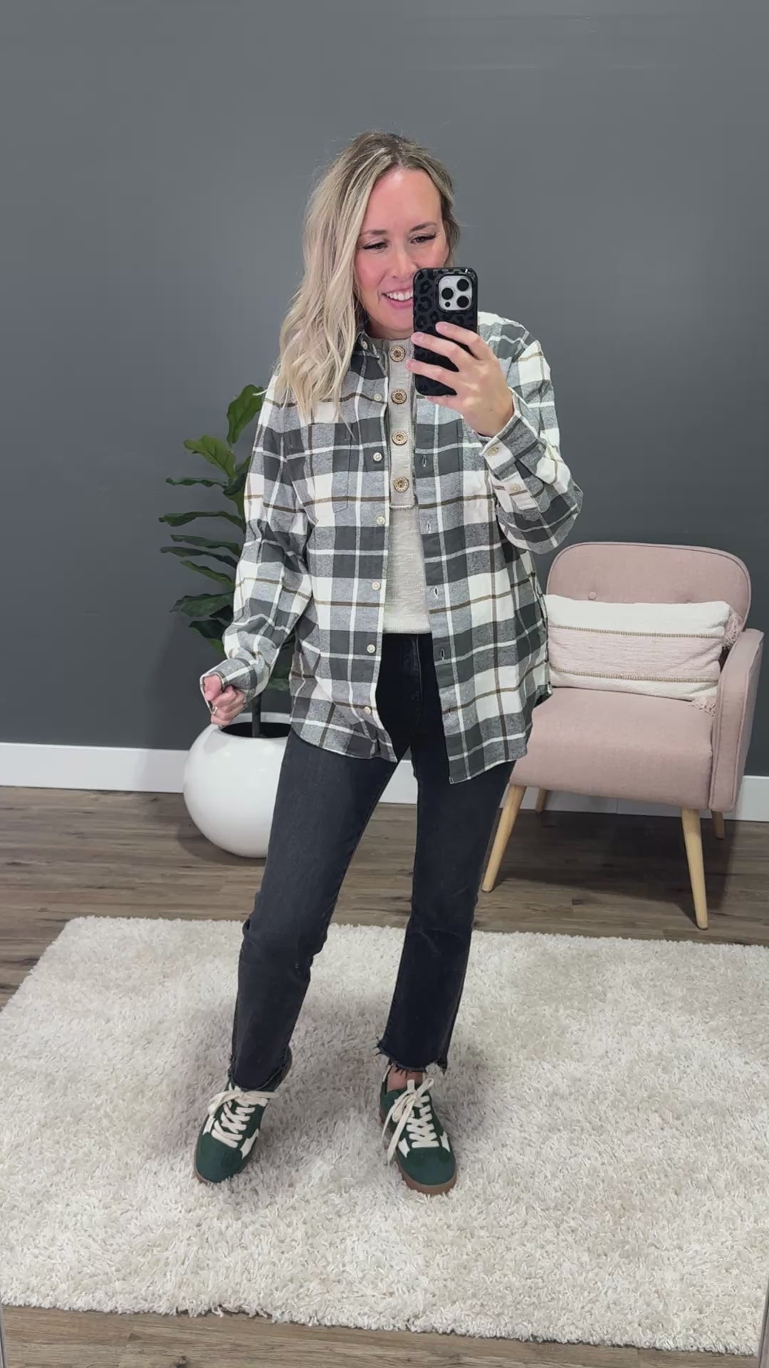 NEW! Lilou Olive Plaid Flannel Top