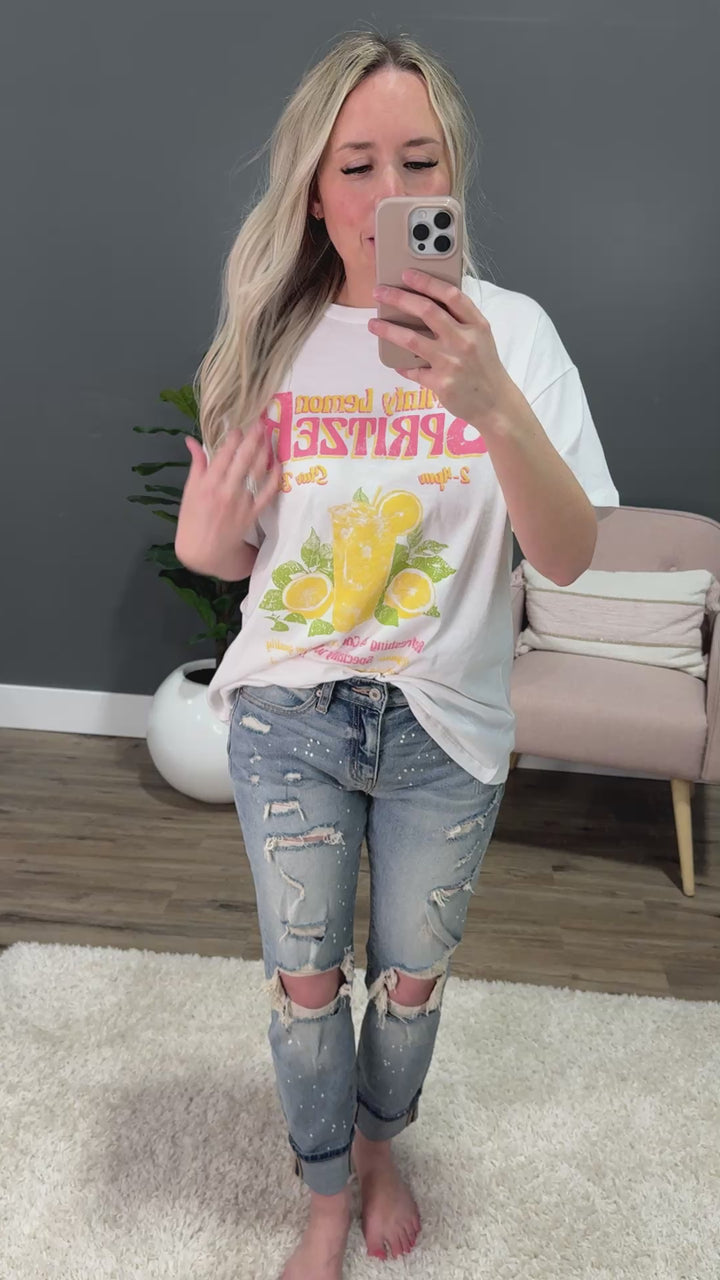 Lemon Spritzer Oversized Tee - White Tres Bien