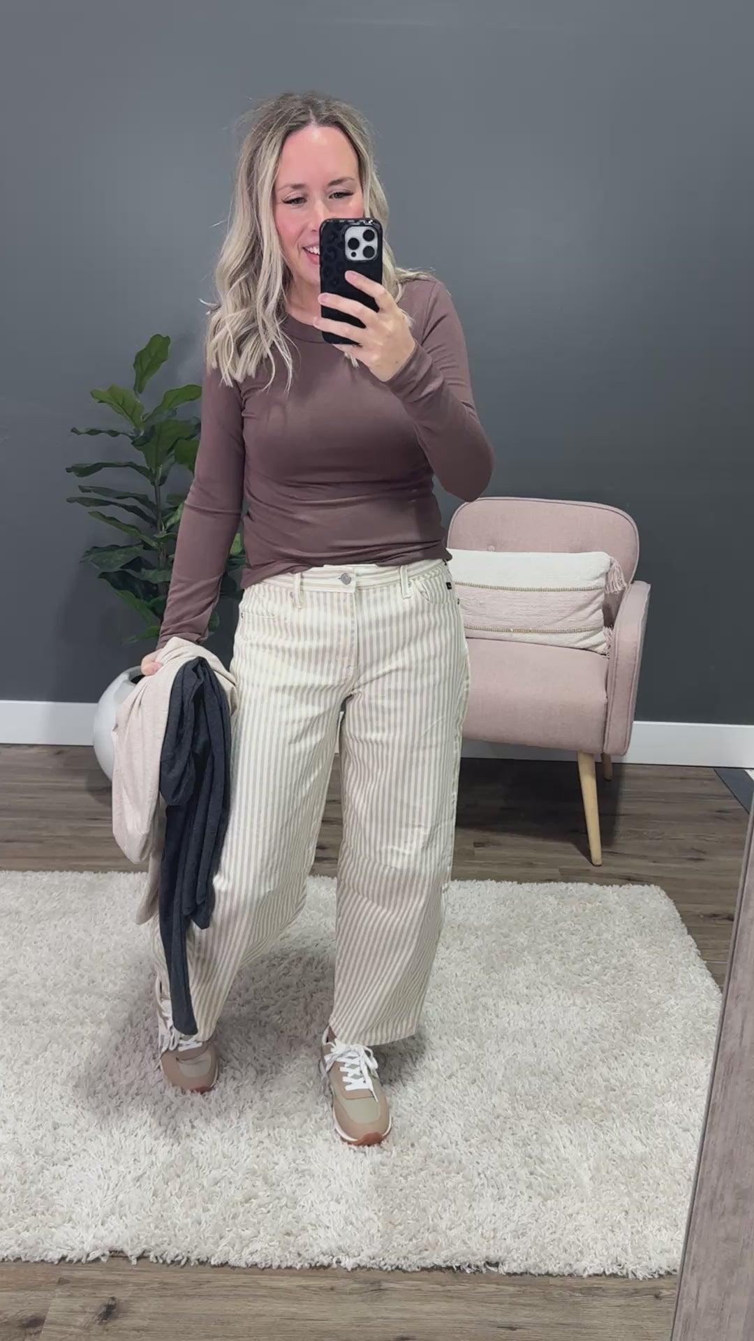 NEW! Elle Long Sleeve Knit Top - Brown Be Cool
