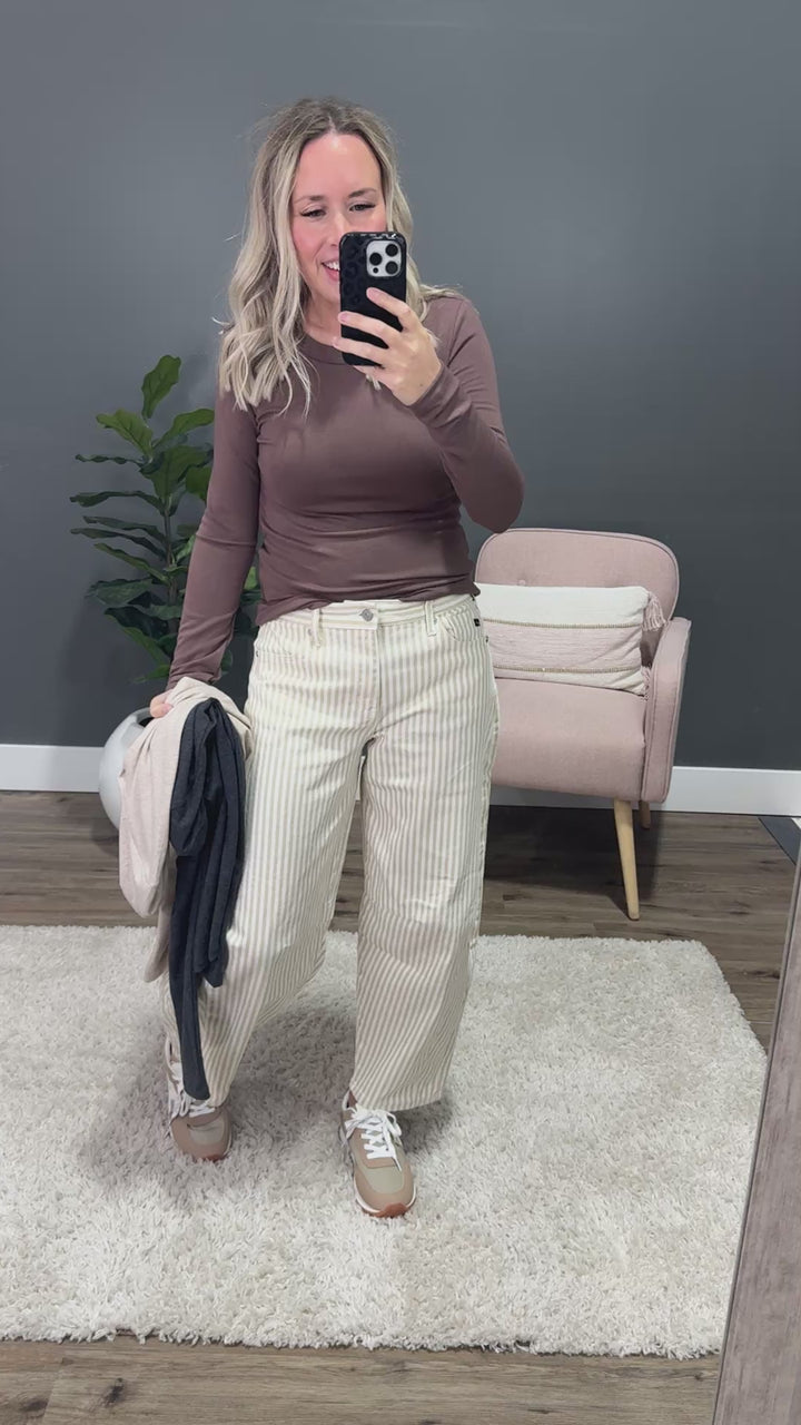 NEW! Elle Long Sleeve Knit Top - Brown Be Cool