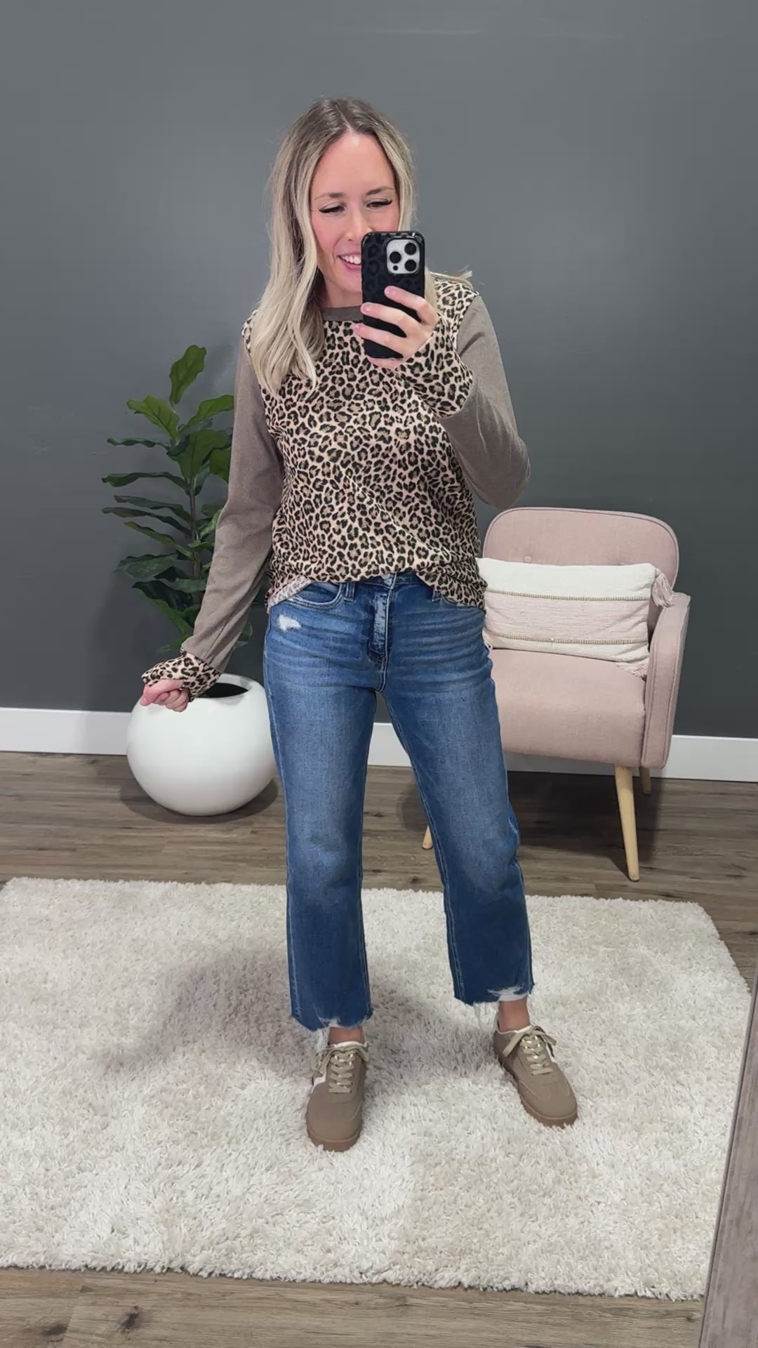NEW! Sylvia Leopard Color Block Top