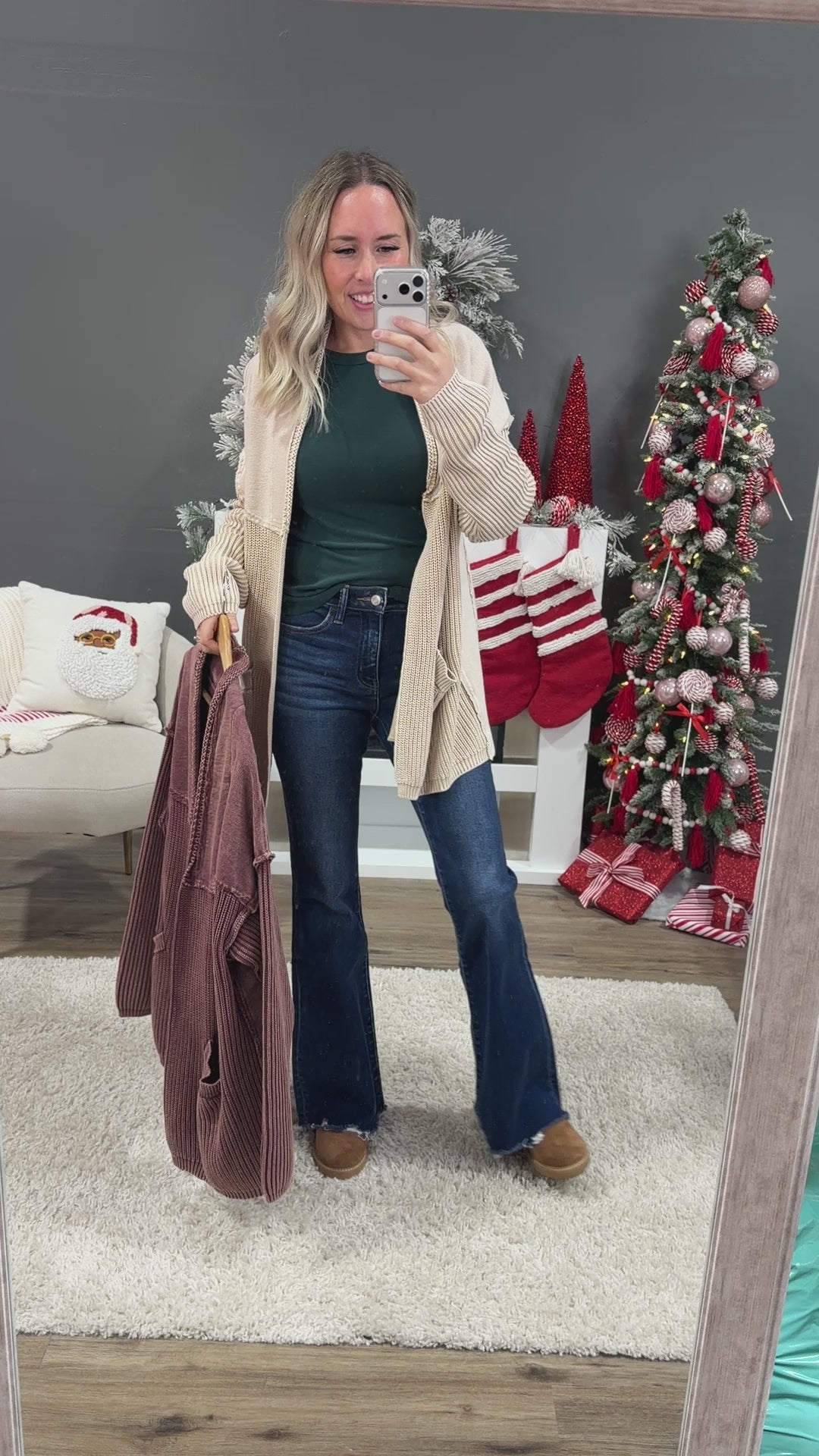 NEW! Beth Vintage Knit Grandpa Cardigan - Khaki Easel