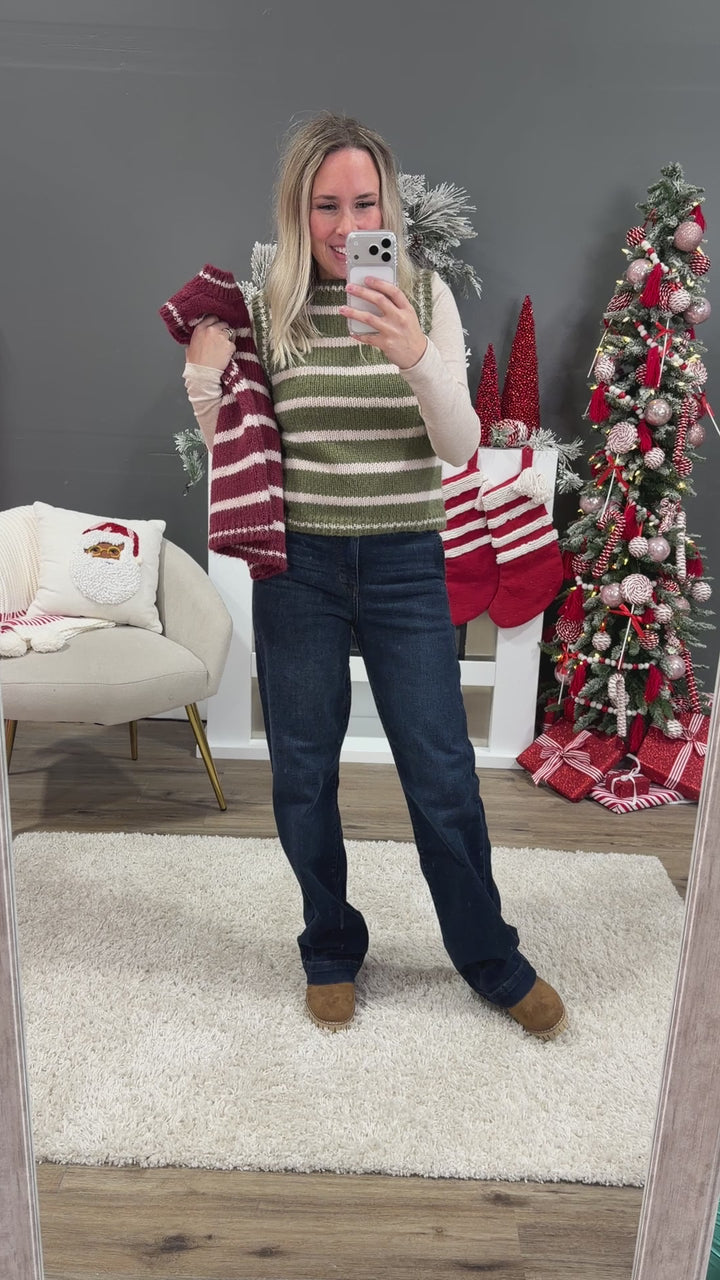 NEW! Jackie Wool Striped Sweater Vest - Wine