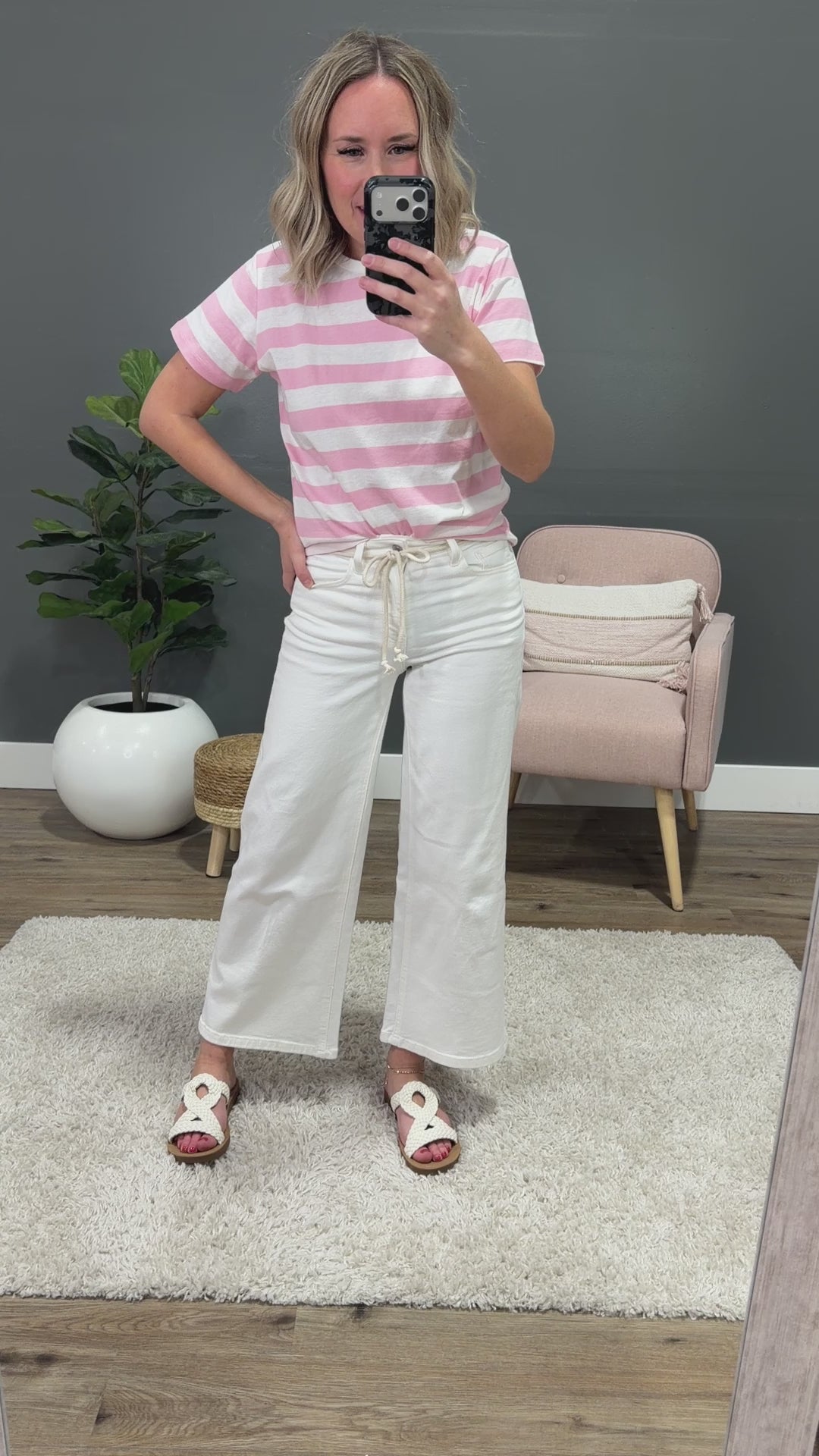Vervet Say Something Cropped Wide Leg Jeans - White Vervet