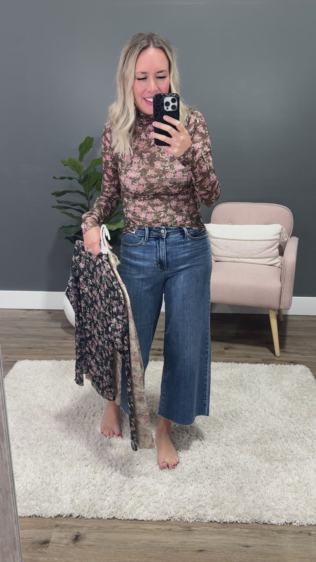NEW! Gemma Long Sleeve Lace Top - Black Floral Very J