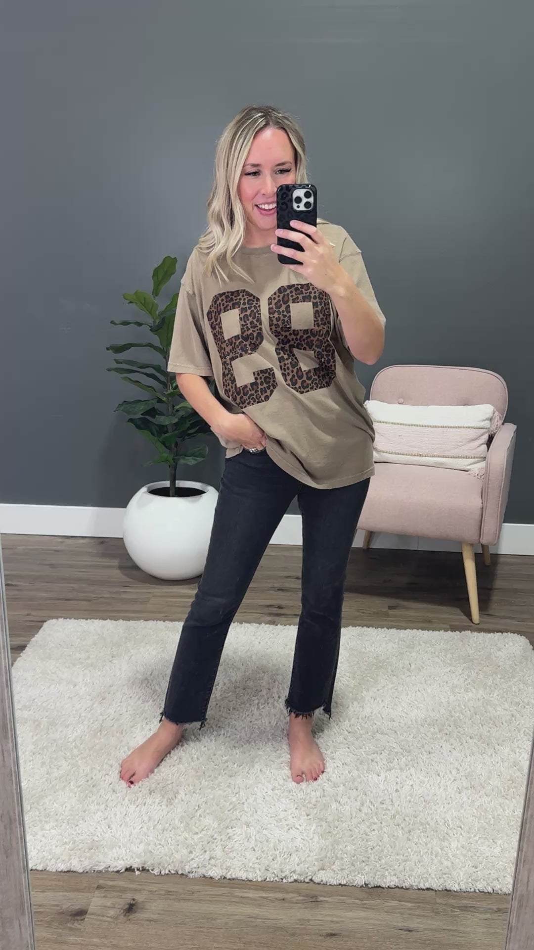 NEW! Leopard 89 Vintage Taupe Mineral Wash Tee Zutter