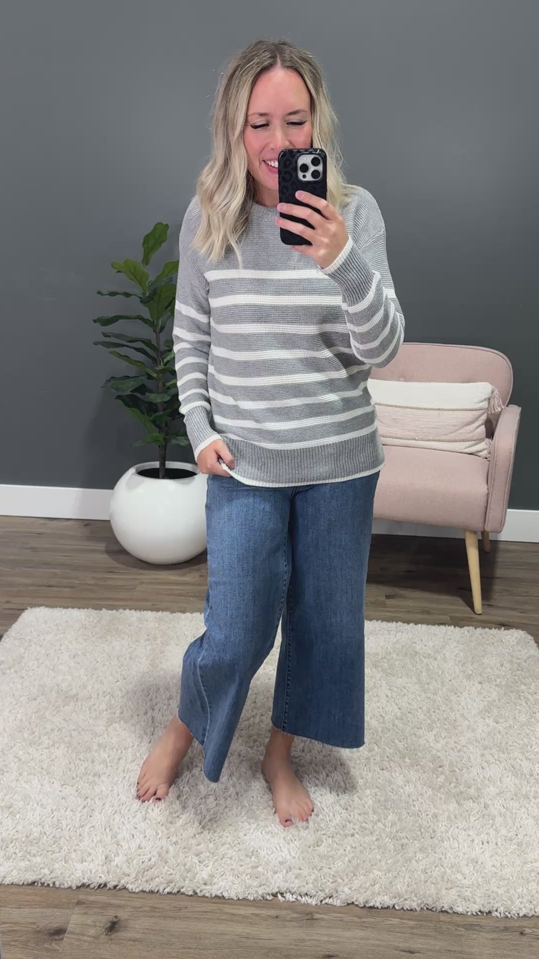 NEW! Adele Striped Sweater - Heather Gray Be Cool