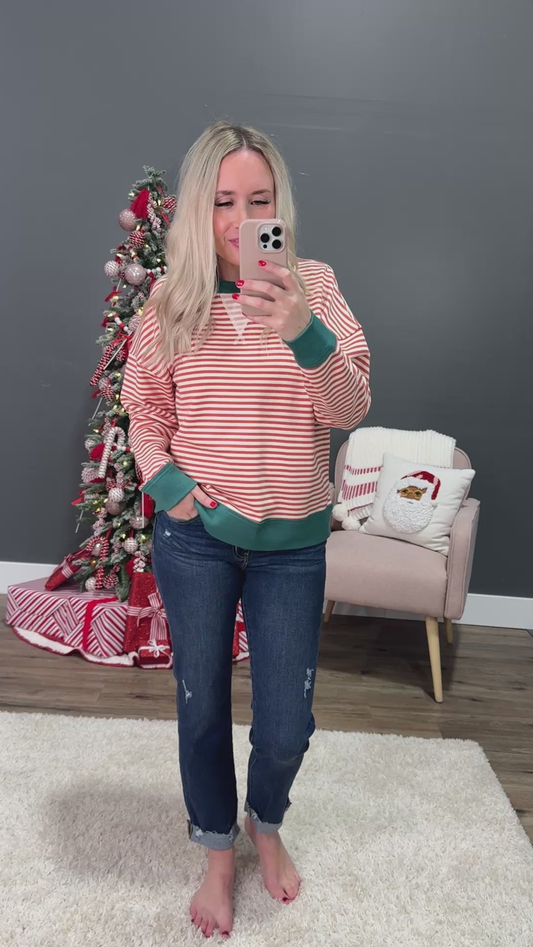 Kaylee Rust Striped Top - Teal Staccato