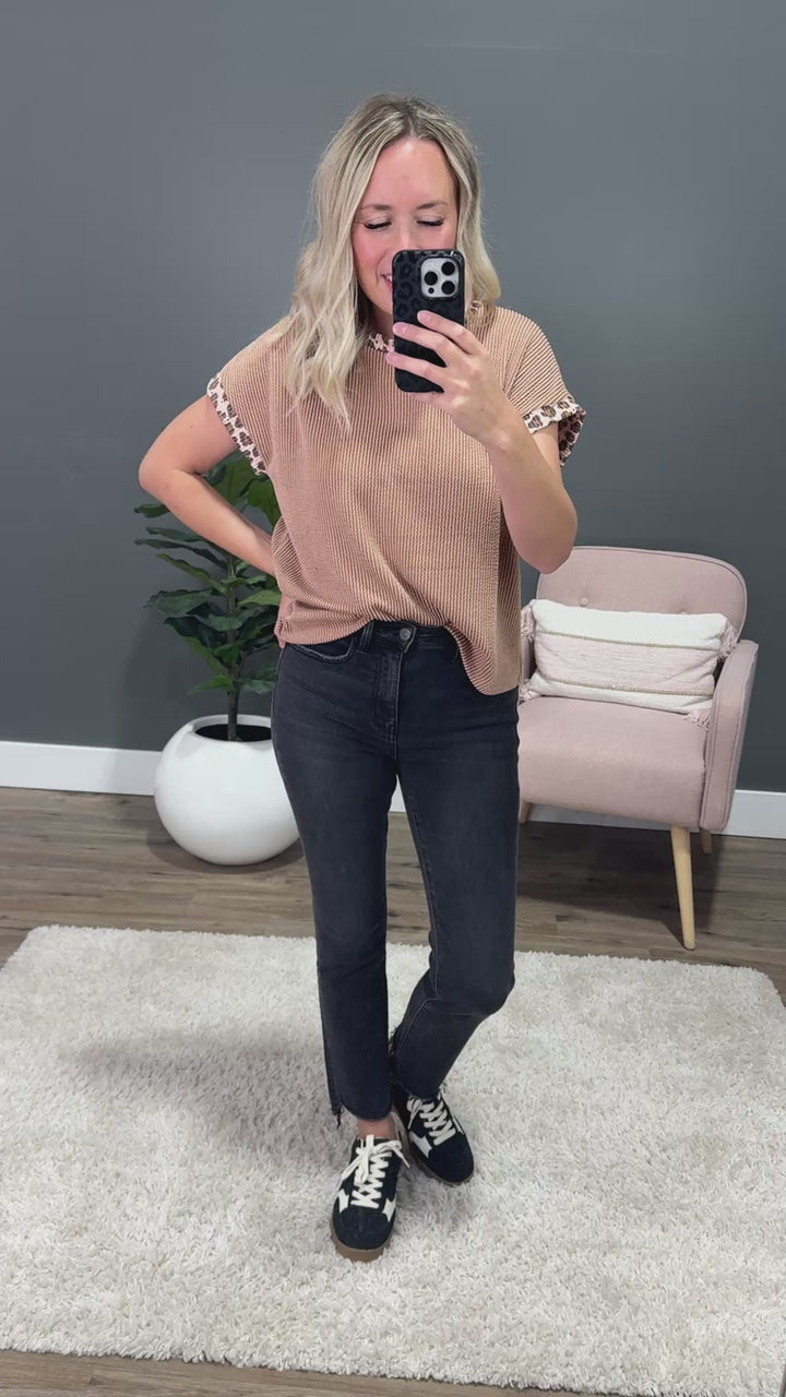NEW! Vervet Think About It Fray Hem Crop Flare Jeans - Faded Black