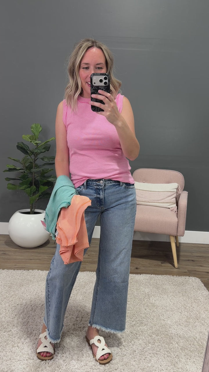 NEW! Morgan Micro Striped Tank Top - Pink