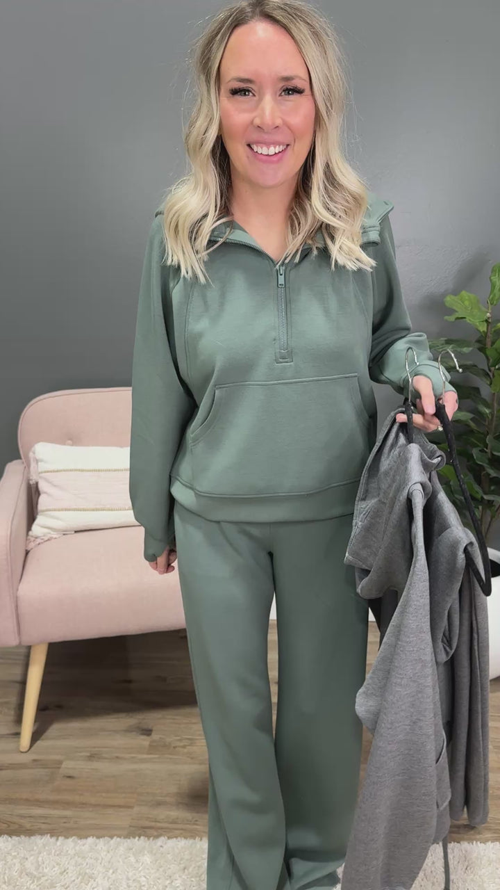 Rae Mode Buttery Soft Scuba Half Zip Hoodie - Heather Charcoal