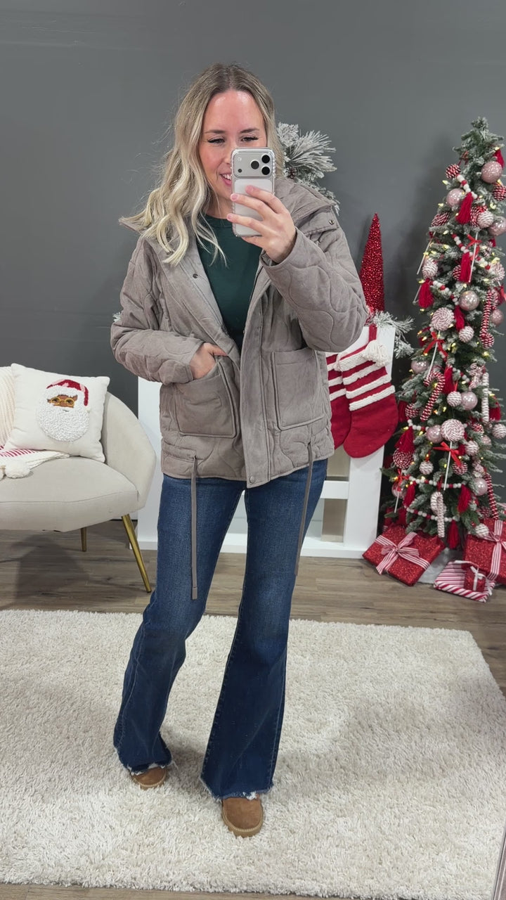 NEW! Promise Me Quilted Puffer Jacket - Earth Gray Be Cool