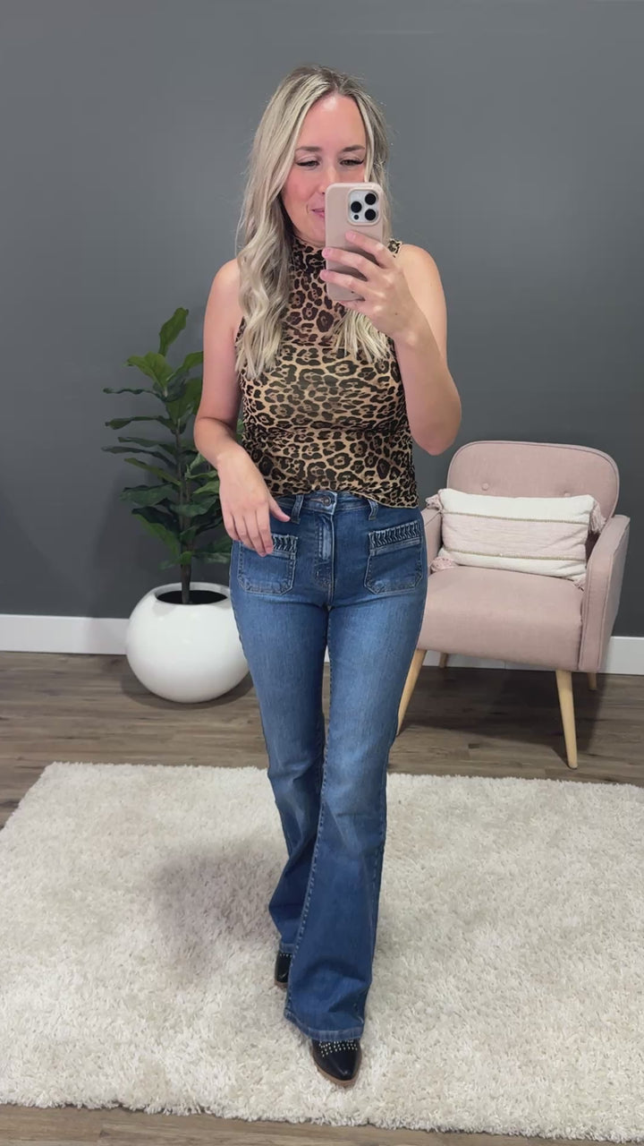 Eden Sleeveless Mesh Top - Leopard Very J