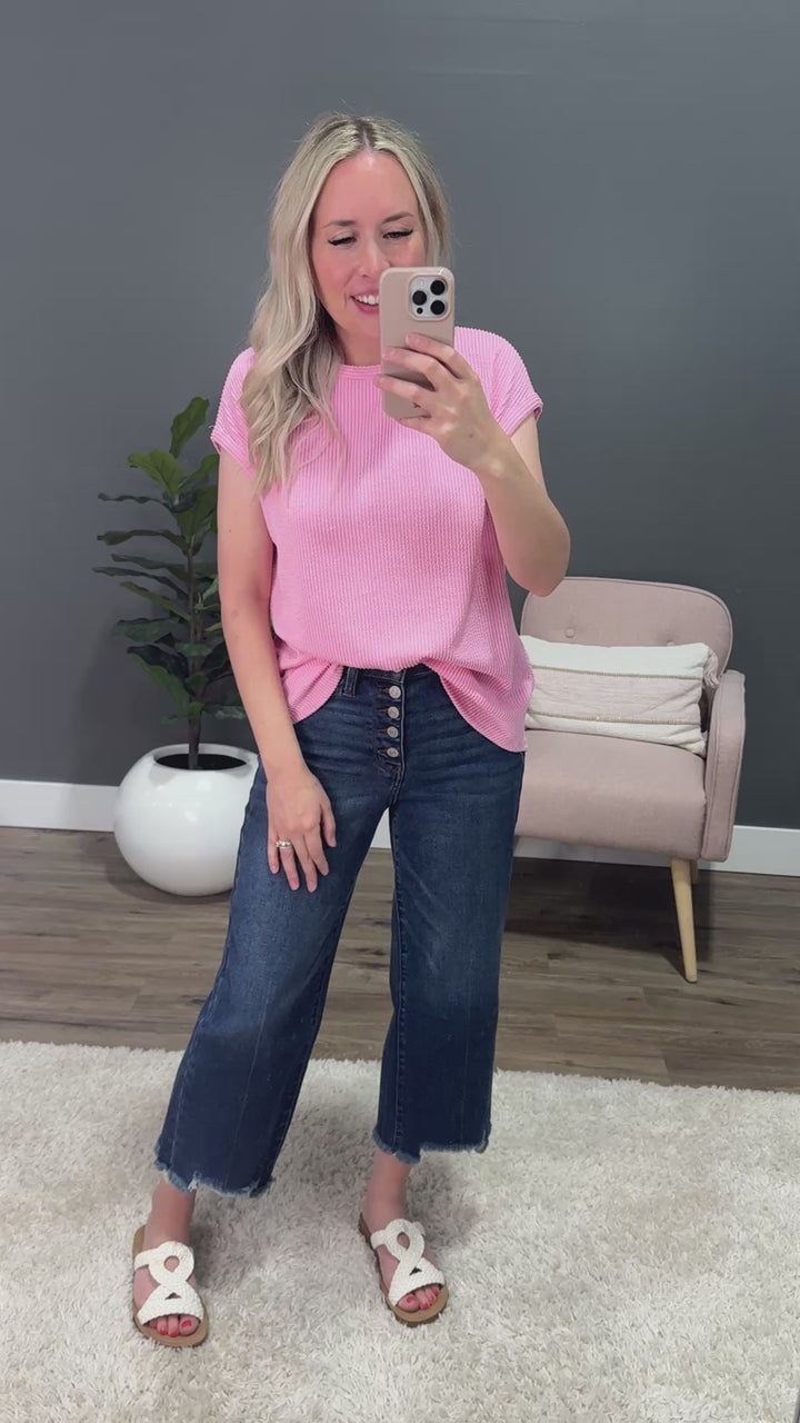 Cecilia Corded Cap Sleeve Top - Bubble Pink 7th Ray