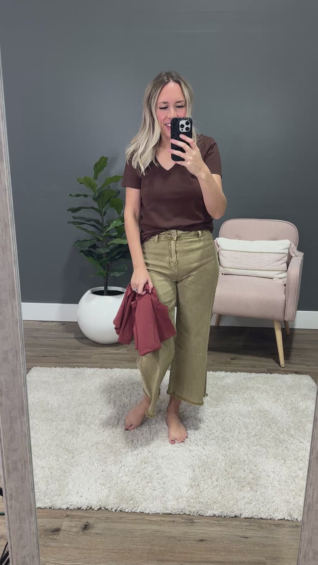 NEW! In Plain Sight V Neck Top - Chili