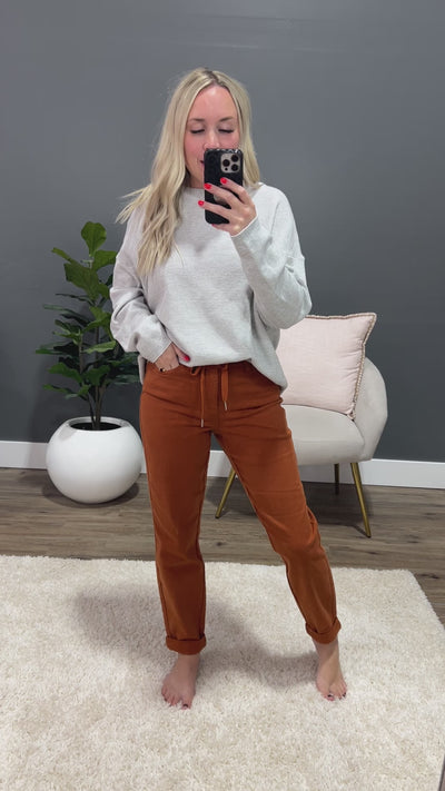 Judy Blue Double Cuff Jogger Jeans - Auburn Orange