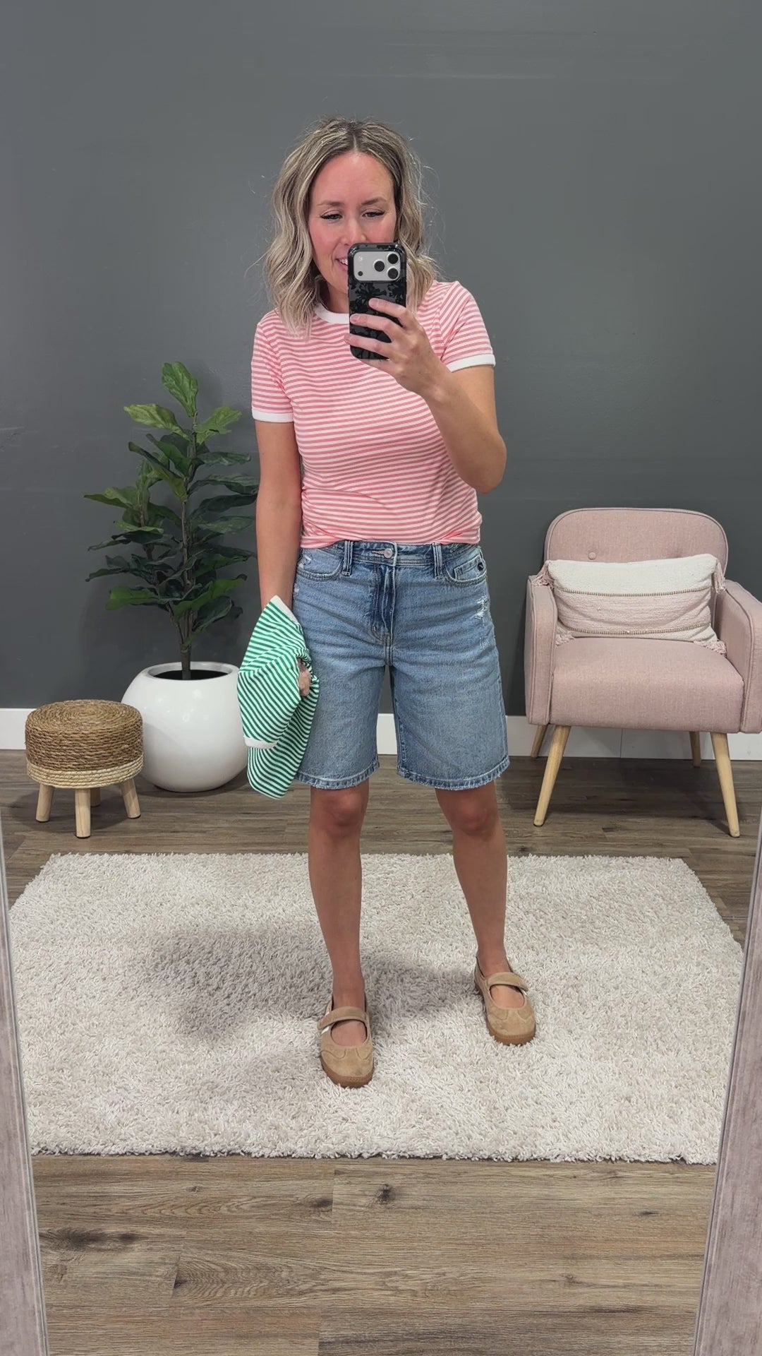 NEW! Sammy Striped Short Sleeve Top - Kelly Green Zenana