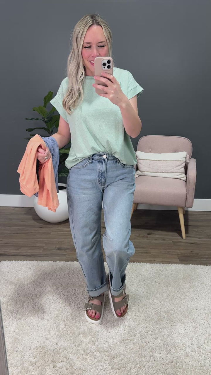 Jana Heathered Cap Sleeve Top - Denim Sew In Love